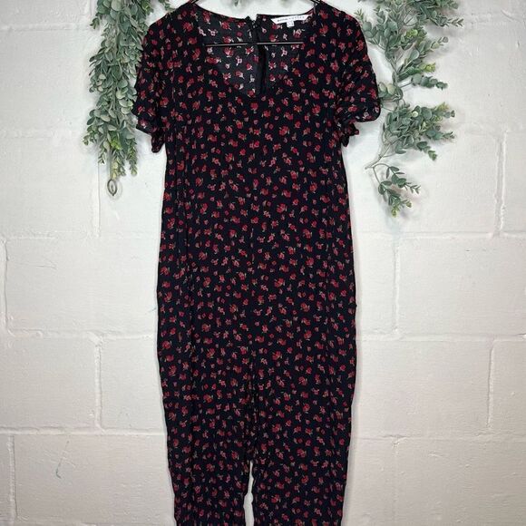 The nines by Hatch | women black jumpsuit with red floral - Picture 13 of 13